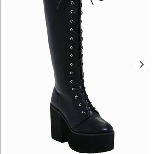 Hot Topic On Guard Wide Calf Black Knee Platform Boots 9